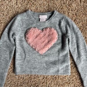 Toddler Gray Sweater Pink Heart Faux Fur Pearls and Rhinestones US S(4)